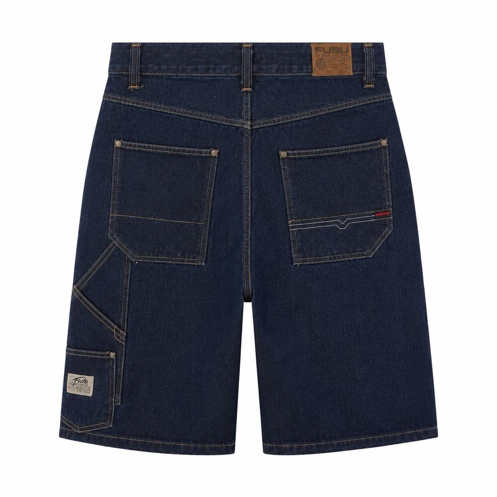 VTG Y2K FUBU Baggy Fit Carpenter Jean Shorts Skater Blue Denim Jorts 34
